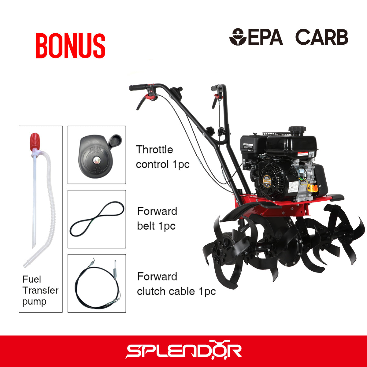 Just Opened box 212CC Splendor tiller BK-55U
