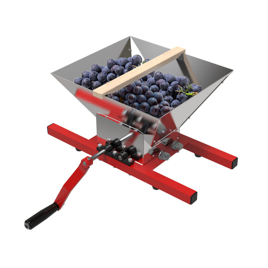 Splendor Fruit Crusher Wine Making Crushes by Handle Nylon Gear Manual Grinder Wine Pressing Stainless Steel 1.8 Gallon