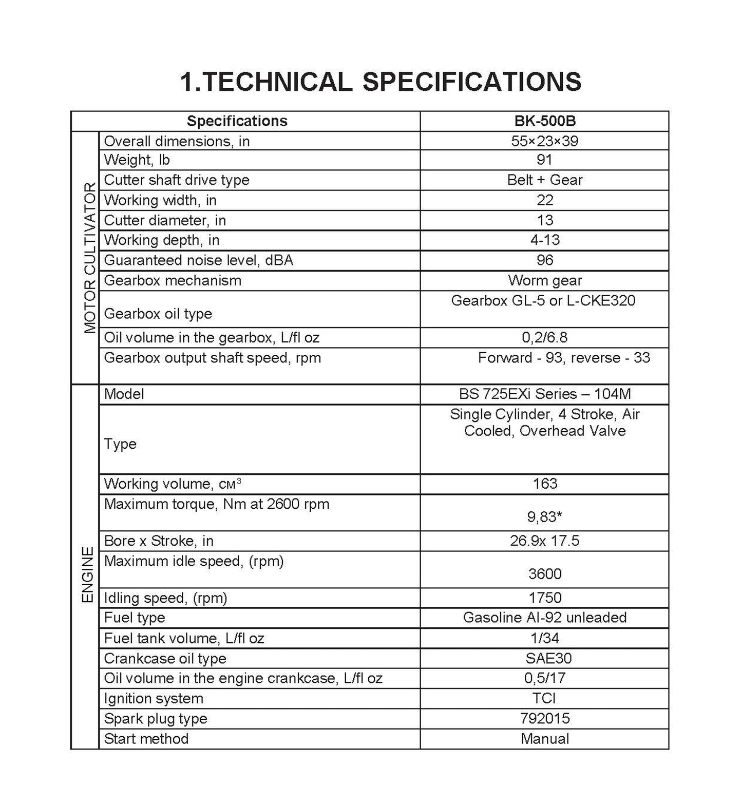Gasoline power tiller  BK-500B